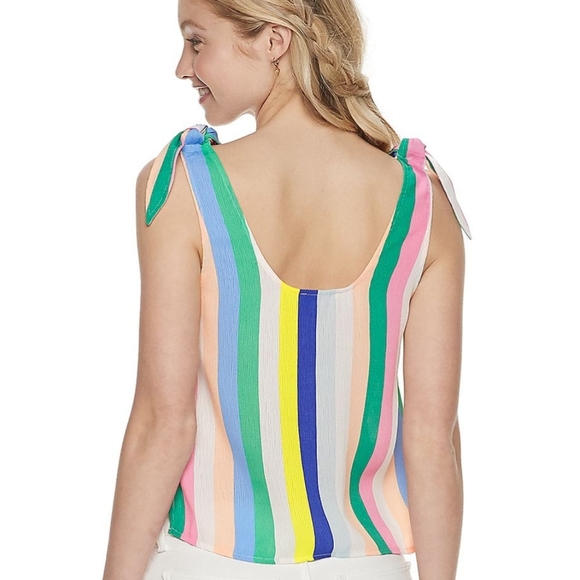 ❤️ 2/$15 XL or XXL navy cherry tie shoulder tank top - Picture 2 of 8